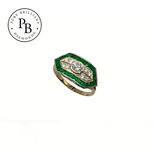 Art Deco Emerald and Diamond ring